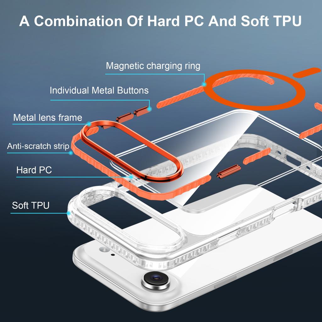 Double-layer Airbag Magnetic Suction for IPhone17 Air Mobile Phone Case 16 Anti-yellow and Anti-collision for Apple 15pro Protective Case