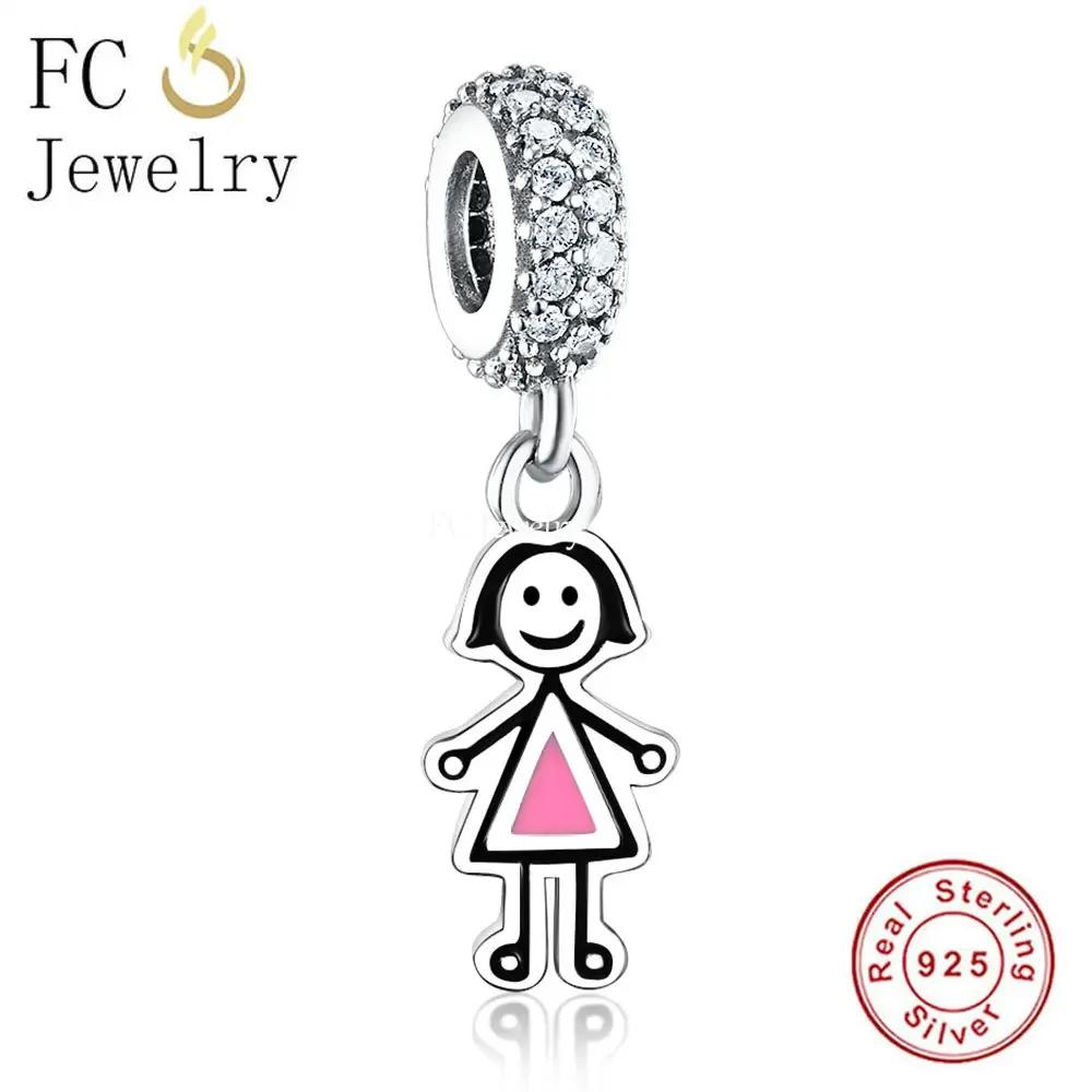 FC Jewelry Fit Original Pan Charms Bracelet Authentic 925 Silver Little Boy Girl Son Daughter Bead Pendant For Women Berloque