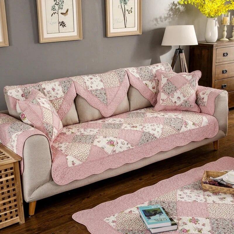 

Противоскользящий чехол для дивана с решетчатым рисунком, подушка, которую можно стирать в машине, модульный модный коврик для дивана, свежий маленький чехол для дивана с цветочным рисунком 70*70cm