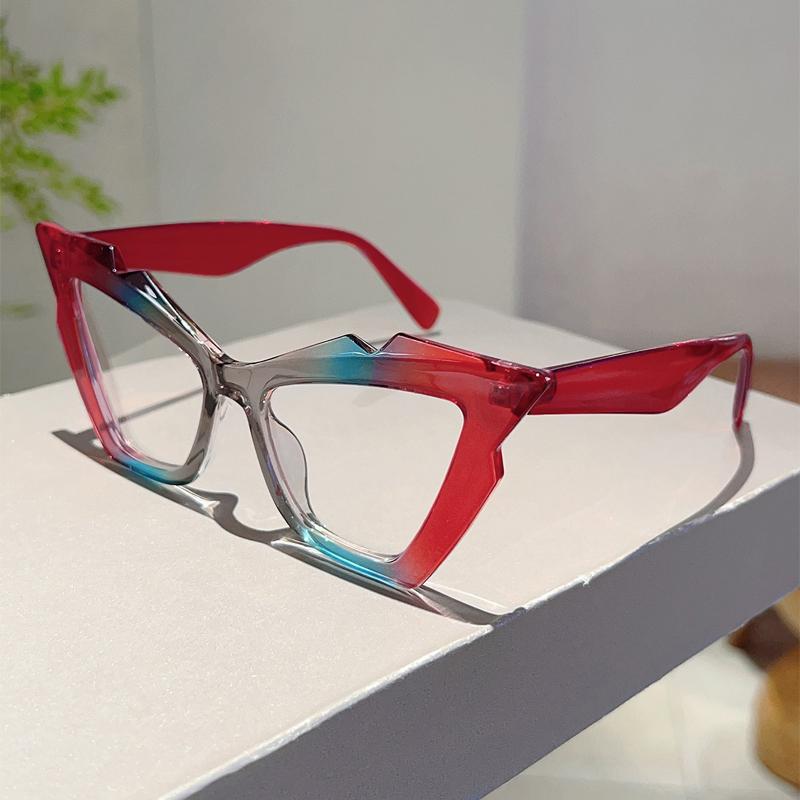KAMMPT Retro Cat Eye Eyeglasses Female Stylish Large Multi-color Optical Frame Trendy Luxury Brand Designer Decor Glasses