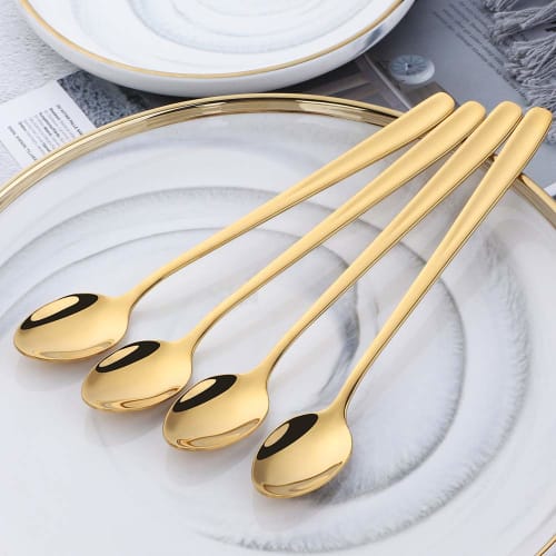 Buyit Parfait Spoons, Long Spoons, Shaved Ice Spoons, Set of 5, 20cm, High-Quality 18/10 Stainless Steel, Mirror Finish, Dishwasher Safe, Available In