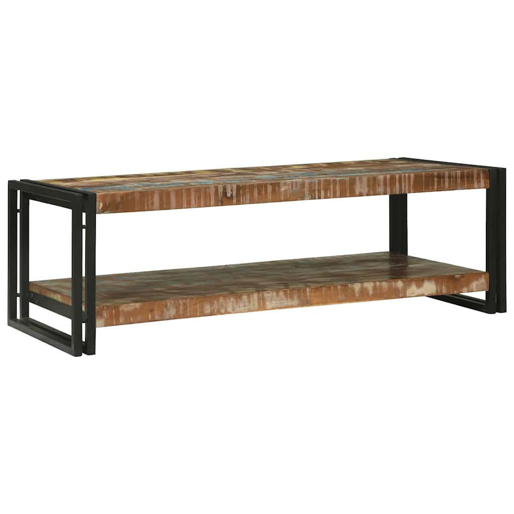 Multicolored Coffee Table Made of Solid Upcycled Wood
