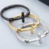 Bracciale a Croce per Uomini Adolescenti Catena a Maglie in Acciaio Inossidabile Braccialetto Larghezza 6MM Cristiano Religioso Gesù Confermazione Gioielli Regali