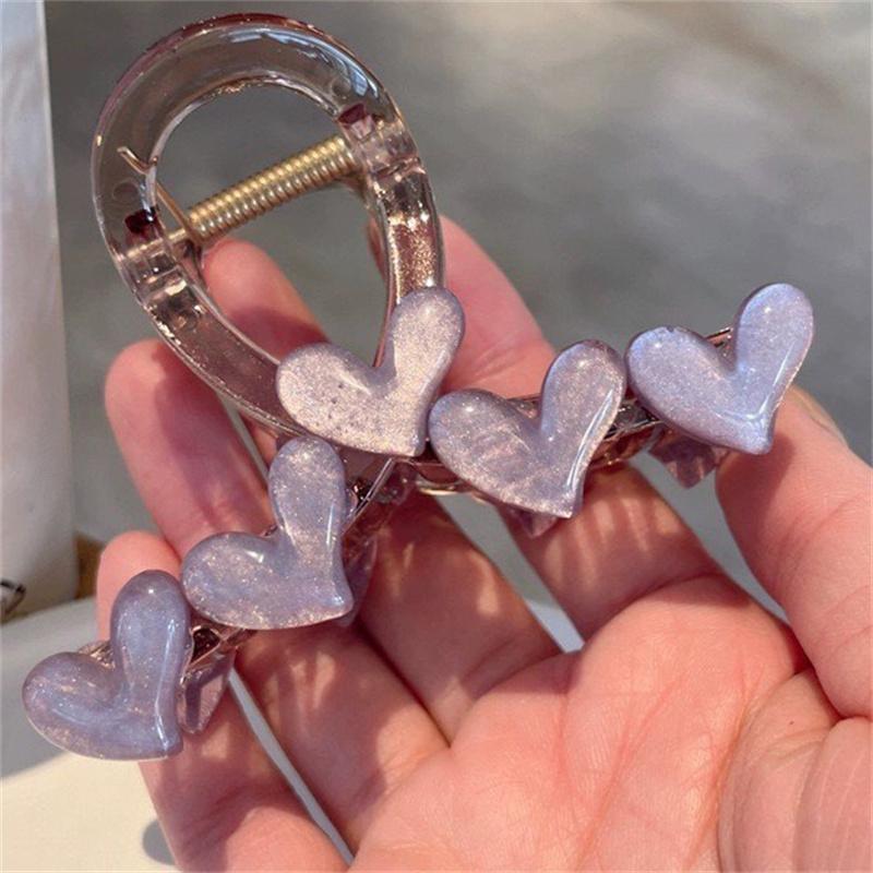 Elegant Sweet Heart Hair Claw For Women Girls Non Slip Strong Shark Clip  Summer Headdress Simple Hair Accessories