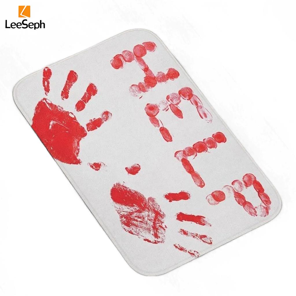 Leeseph Halloween Horror Bloody Outdoor Doormat Rug, Halloween Decoration Floor Door Mat for Bathroom, Home Entry, Yard, Patio