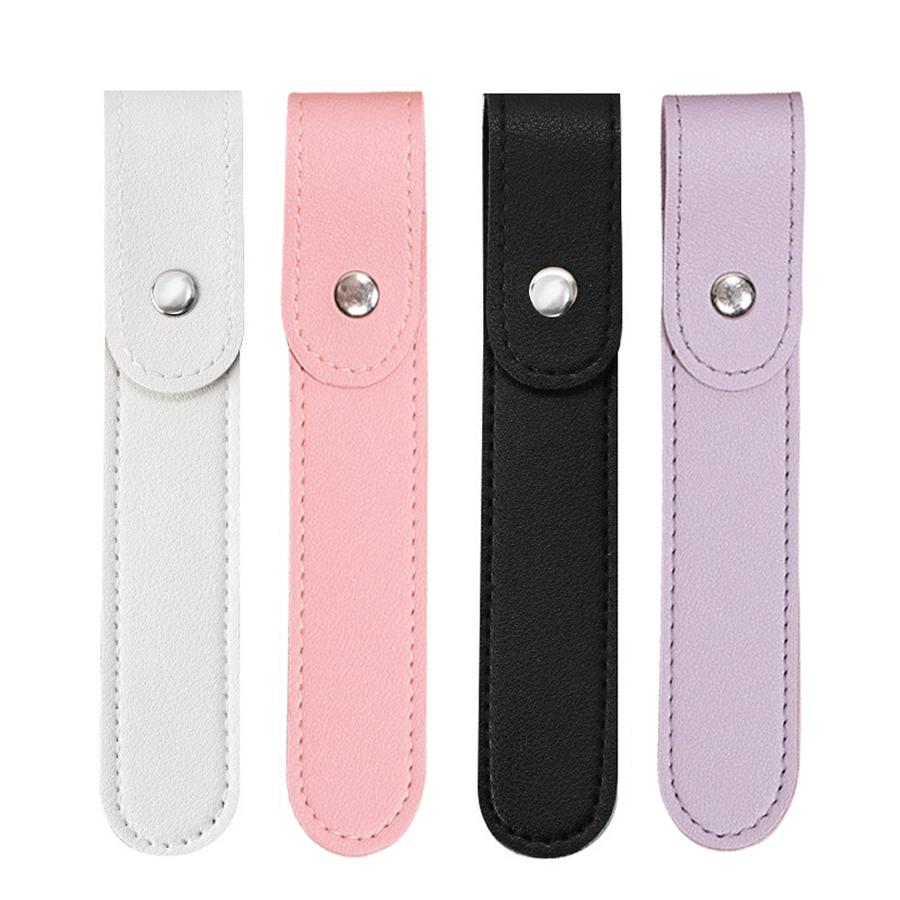 Protective Sleeve Cover for Cuticle Pusher Dead Skin Remover Tool, PU Leather Case for Nail Art Eyelash Tweezers Storage Bag