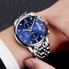 New Top Brand Men's Waterproof Watch Multifunctional Chronograph with Luminous Stainless Steel Solid Steel Quartz Watch