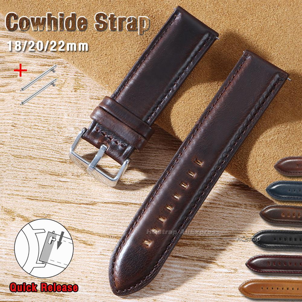 Vintage Cowhide Strap 18mm 20mm 22mm for Samsung Watch4/5/6/7 40mm 44mm Classic Wristbelt for Huawei GT6/5/4 Universal Bracelet