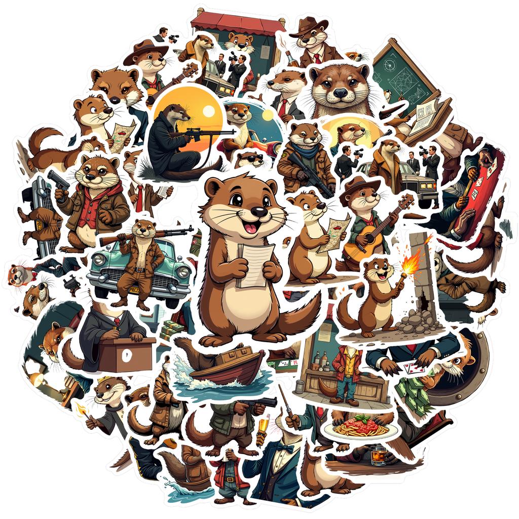 35-100pcs Cartoon Otter Decals Stickers Teacher Reward Stationery Diy Water Bottle Suitcase Phone Graffiti Sticker