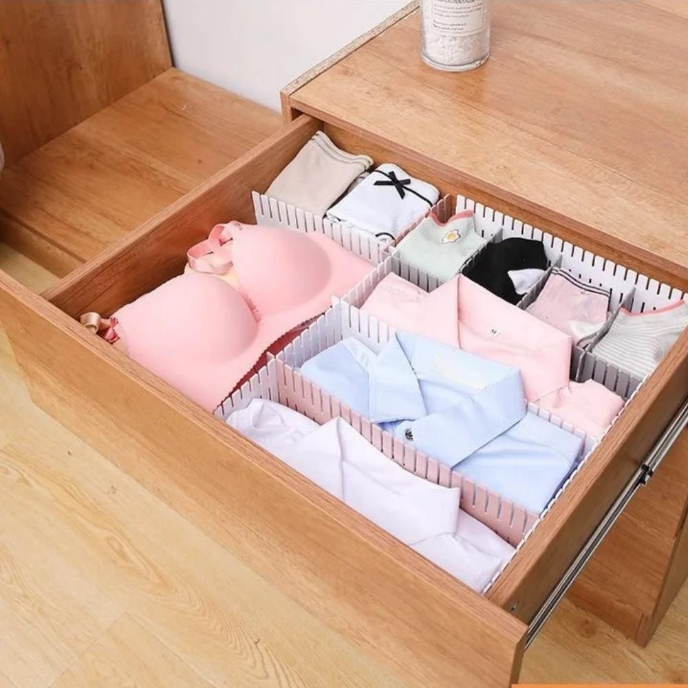 8pcs Adjustable Drawer Dividers,Grid Drawer Organizer Separators, DIY Interlocking Storage Partition for Dresser, Bedroom