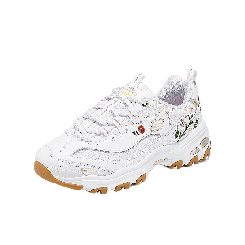 Skechers DLites Cómodas de Moda Minimalistas Versátiles de Caña Baja Zapatillas Papá para Mujer Blancas 150553-WHT