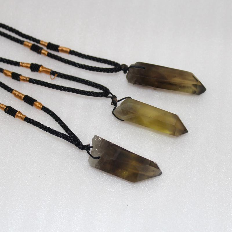 Natürlicher Rauchsteinsäulen-Labradorit-Braunquarz-Anhänger, handgefertigter Schmuck