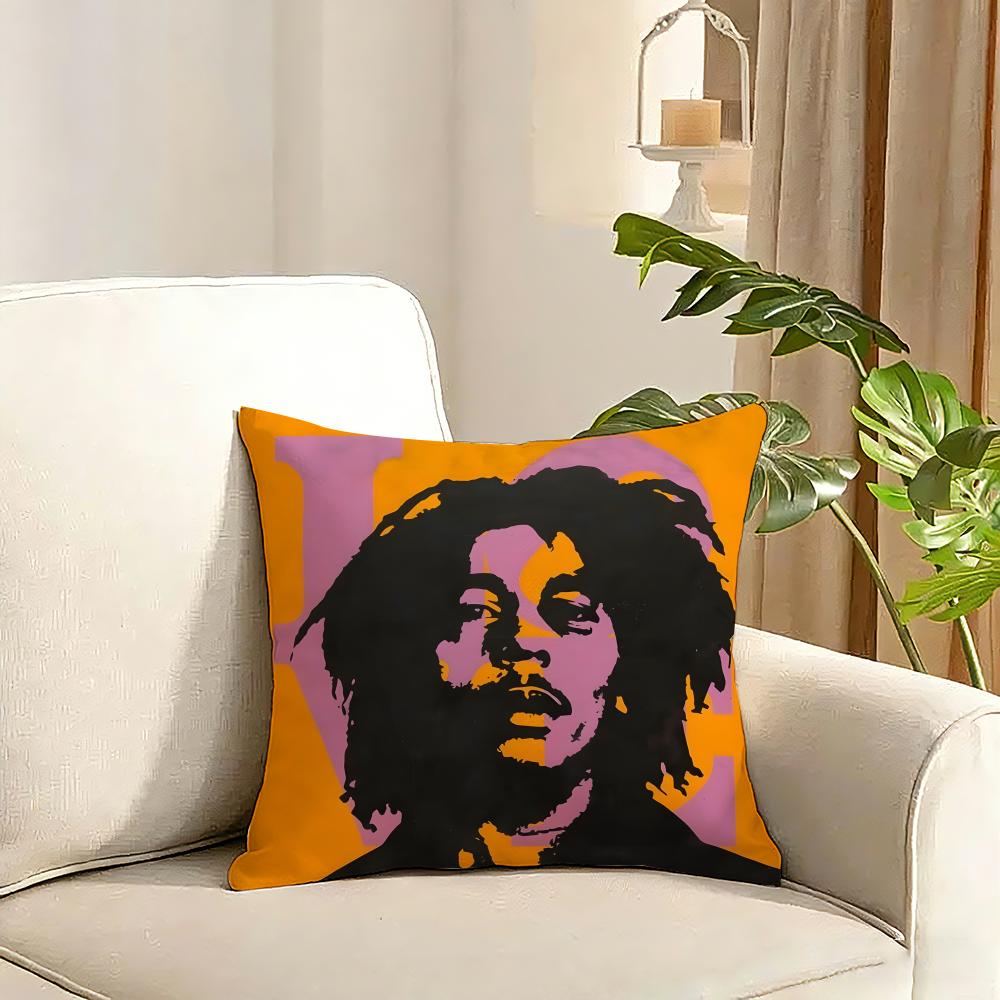 Singer BBob MMarley Cushion Cover Reversible Plush Pillow Cover Soft Fluffy Home Decor for Sofa Bedroom