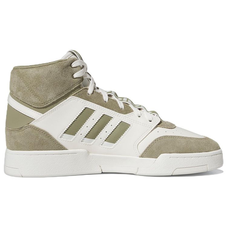 Adidas Originals Drop Step XL Comfortable Trendy Lightweight Durable Non-Slip High-Top Skate Shoes Unisex Skate Shoes White Olive-Green FZ5709