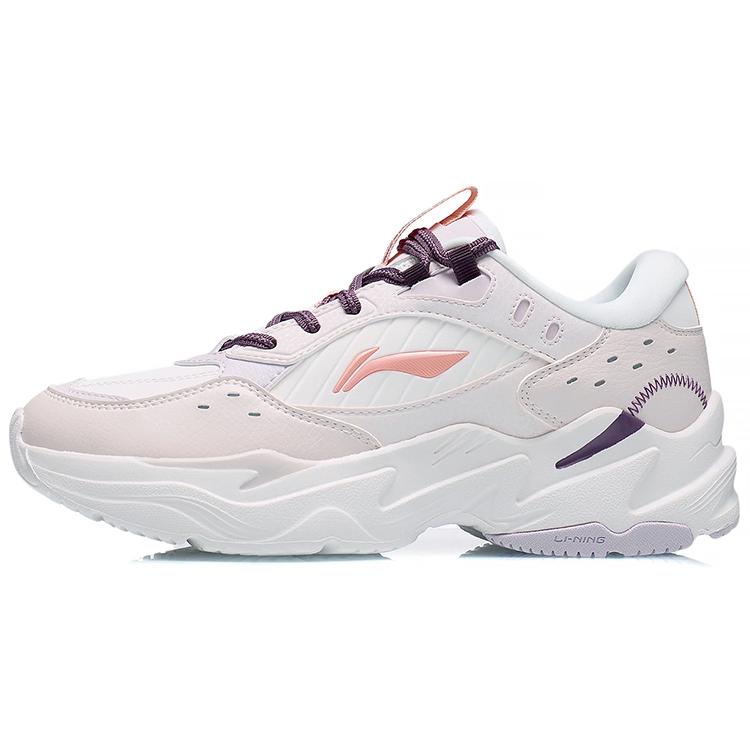 New LiNing Anti Slip Wear Resistant Low Top Sports Casual Shoes Women's White Purple AGCS436-2