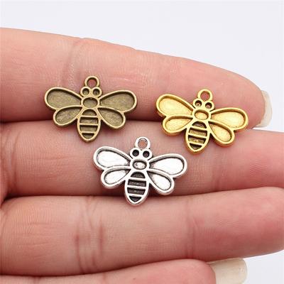 Large Bees Pollinator Insect Charm Antique Bronze Zinc Alloy Jewelry Making Supplies DIY Craft Lover Style