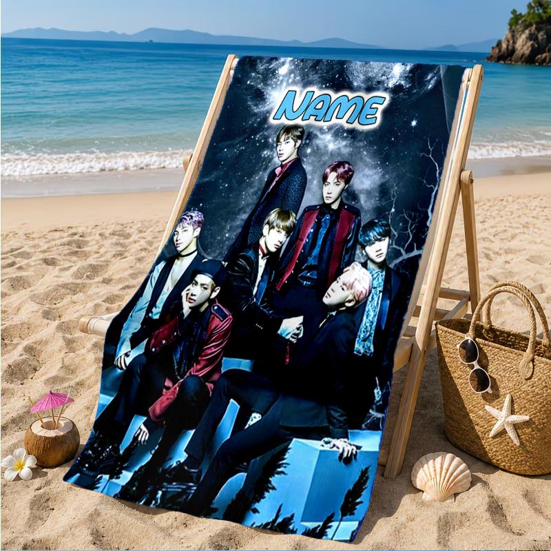 Custom Name Name Purple Harmony Beach Towel Microfiber Beach Towel, Lightweight and Quick-Dry, for Summer Travel, Swimming Pool Gift