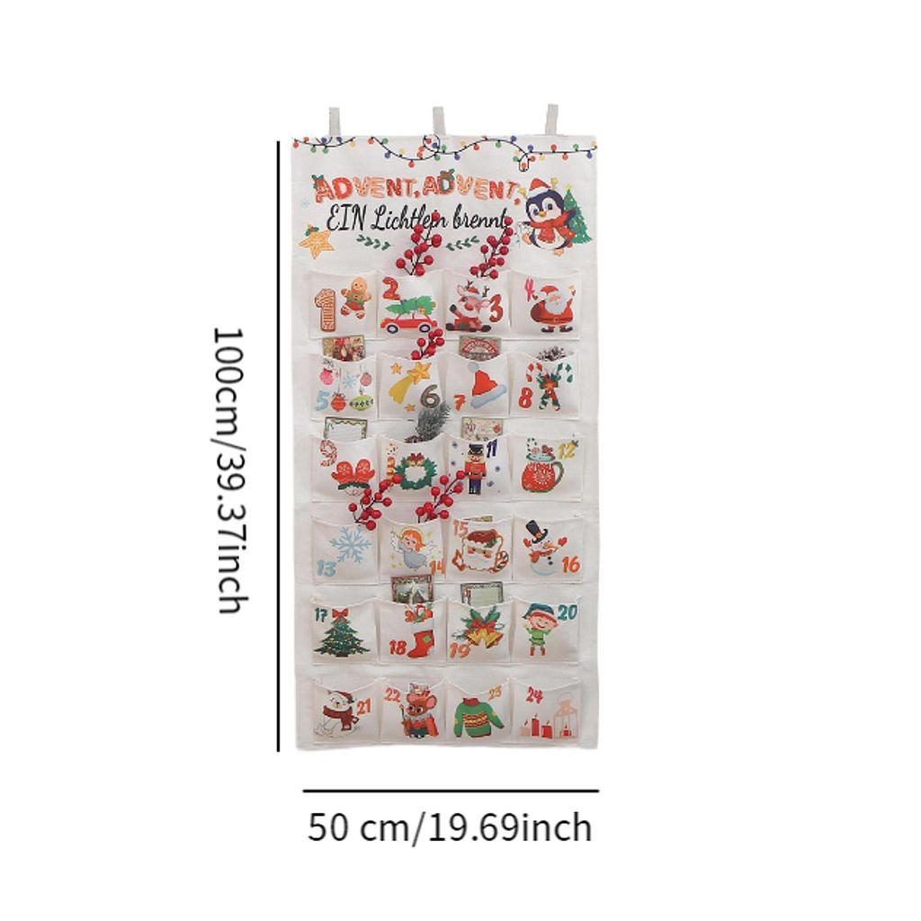 Christmas Advent Calendar Hanging Advent Calendar 24 Pockets Empty Fillable Advent Calendar for Holiday Door Wall Office Bedroom