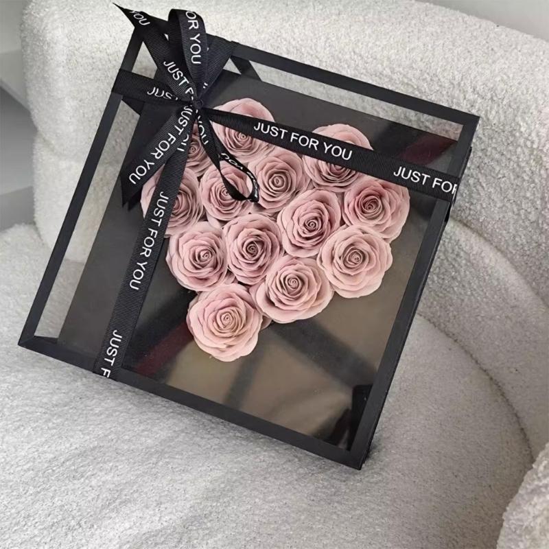 Elegant Heart Design Acrylic Display Case Anniversary Gift Packaging for Preserving Roses Jewelry Decorative Items