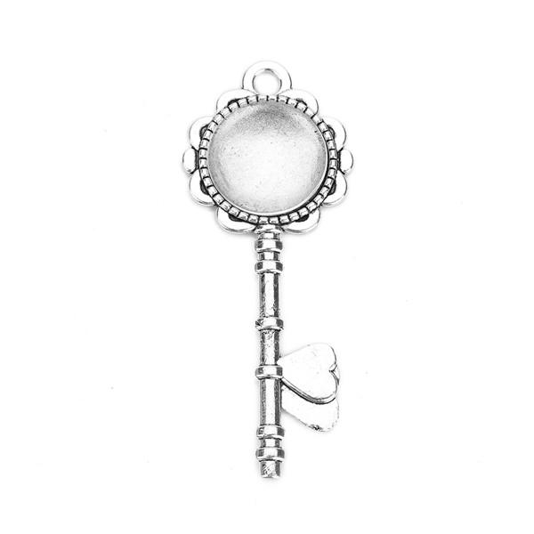 

5Pcs/lot Antique Key Pendant Setting Cabochon Cameo Blank Fit 20mm Glass Cabochon Base Setting For DIY Jewelry Making Finding