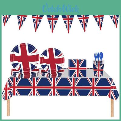 Britische Flagge Partyzubehör Set Gedenken Sie dem Platinjubiläum 2022 mit diesem wertvollen, multifunktionalen Set!