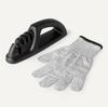 Amazon Basics Knife Scissors Sharpening Safety Gloves Included 4-in-1 Sharpener, Sharpener, 3-Stage (Coarse, Medium, Fine), Non-Slip Base,
