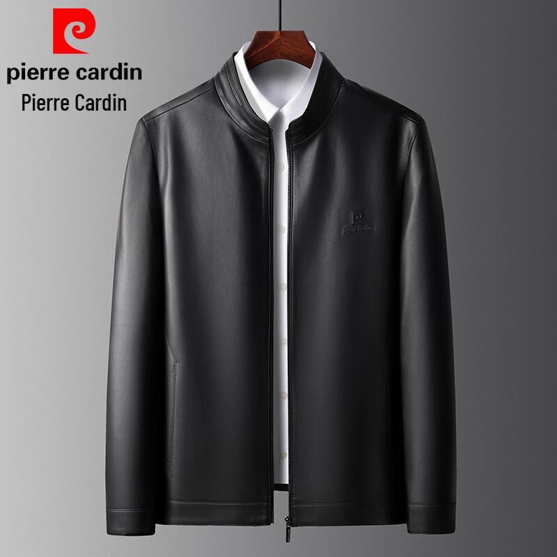 Pierre Cardin Men's Stand Collar Genuine Lambskin Leather Jacket