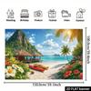 2D Tropical Beach Backdrop Island Mountain Photography Background