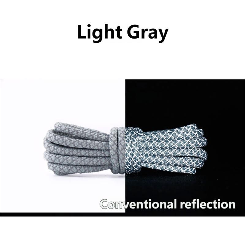 Reflective Polyester Shoelaces 120cm Long Anti Slip Woven Round Shoe Laces Replacement For Sneakers Casual Foowear