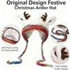 Plush Fur Knitted Deer Antler Hat Windproof Festival Christmas Antler Hat New Ear Flap Hat  Outdoor