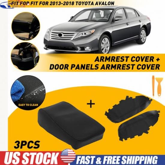 Fits Avalon Toyota 2013-2018 Console Black Lid Armrest & Door Panel Cover Set