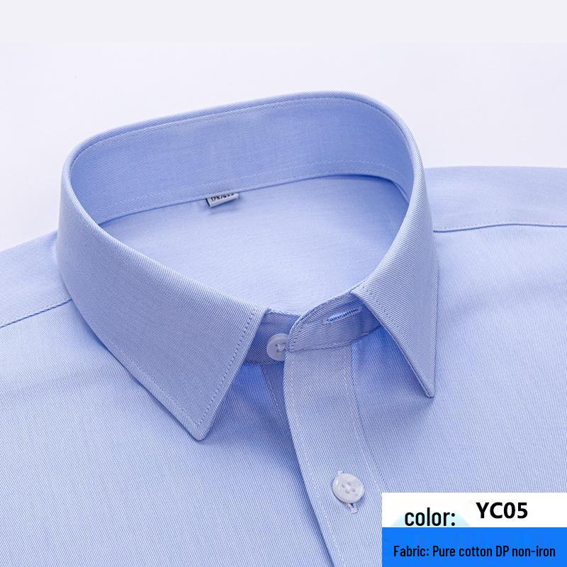 2026 Spring Men's Non-Iron Double-Ply Pure Cotton Long-Sleeve Formal Shirt