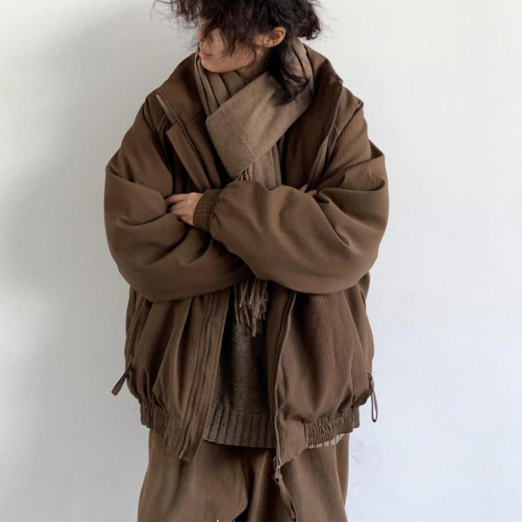Spring 2026 Retro Brown Corduroy Washed Leather Men's Jacket - Handsome Korean Style, Loose Fit, Fashionable.