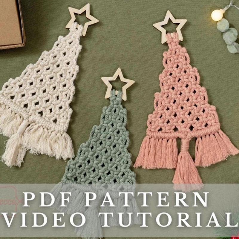 Vánoční stromek DIY sada 3 ks Vánoční DIY závěsná dekorační sada Makramé potřeby Dekorace Nástěnná závěsná ozdoba Vánoční ozdoby na stromek