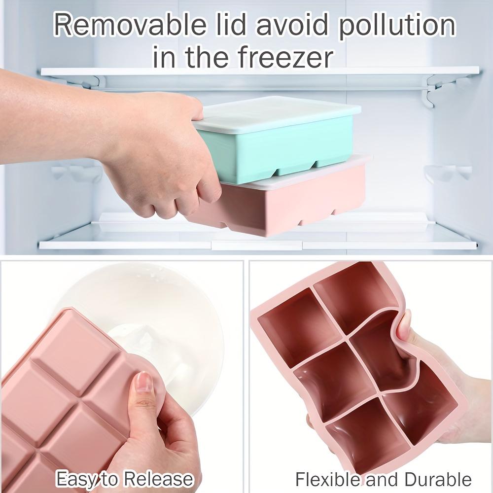 Food Grade Silicone Ice Cube Tray With Lid 4/6/8 Grids Large Square Ice Mold For Home Bar Kitchen Tool