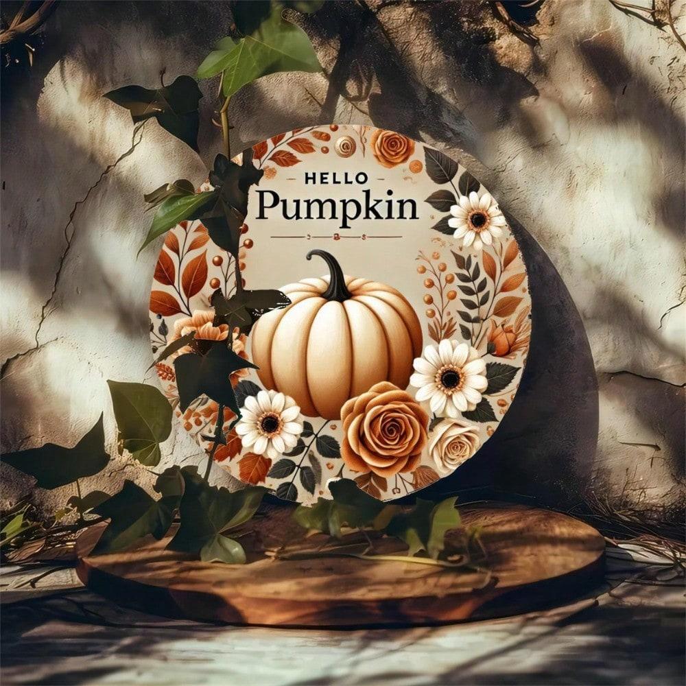 

Pumpkin Floral Round Metal Sign 7.8x7.8 Inch Rustic Iron Autumn Decor For Front Porch Wall Living Room Bedroom Fall Farmhouse Gift 20x20 разноцветный