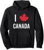 I Love Canada With Red Maple Leaf Heart Happy Holiday Unisex Hooded Sweatshirt