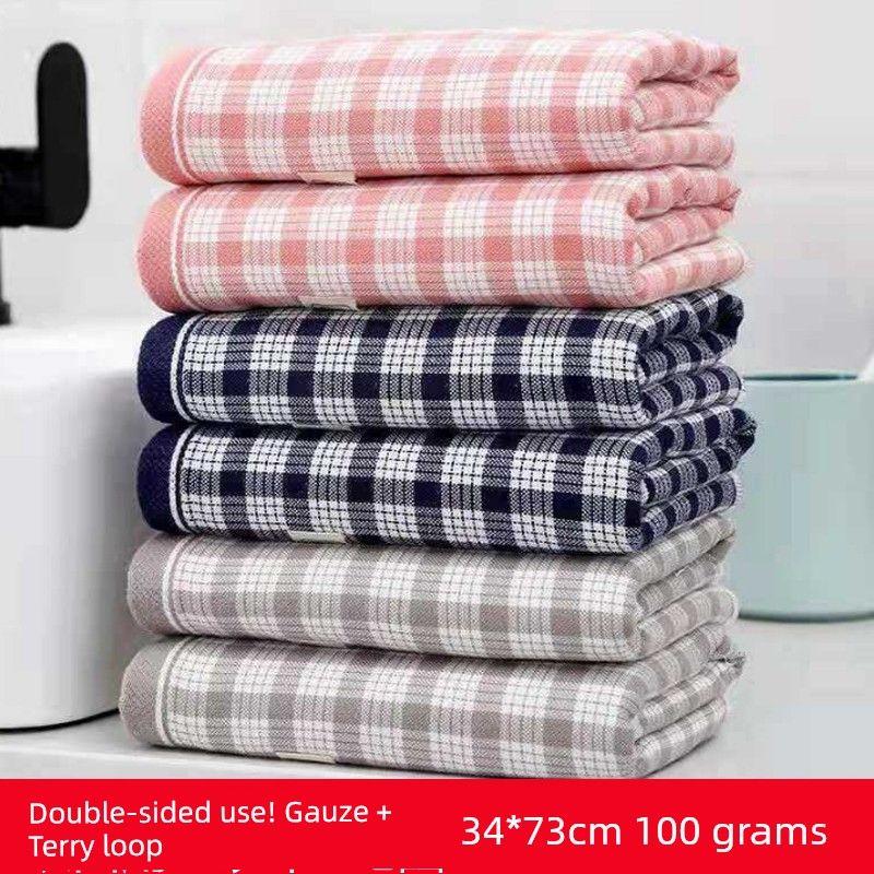 

Просто в использовании! Двустороннее полотенце из чистого хлопка, хлопковое, для дома, в клетку, для взрослых, для умывания Pink/Small] 1 33x74cm