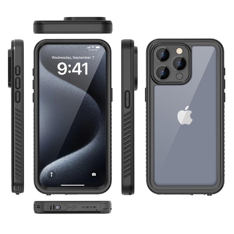 Red Pepper Waterproof Shockproof Wear-Resistant Phone Case for iPhone 15 iPhone 15 Pro Max чёрный