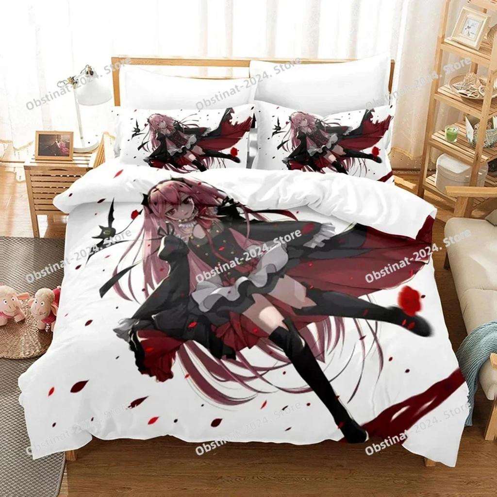 Anime Seraph of the End Mikaela Bedding Set Printed single Comforter Quilt Duvet Cover Pillow Case 3 Pieces Sets Kids Adult Size