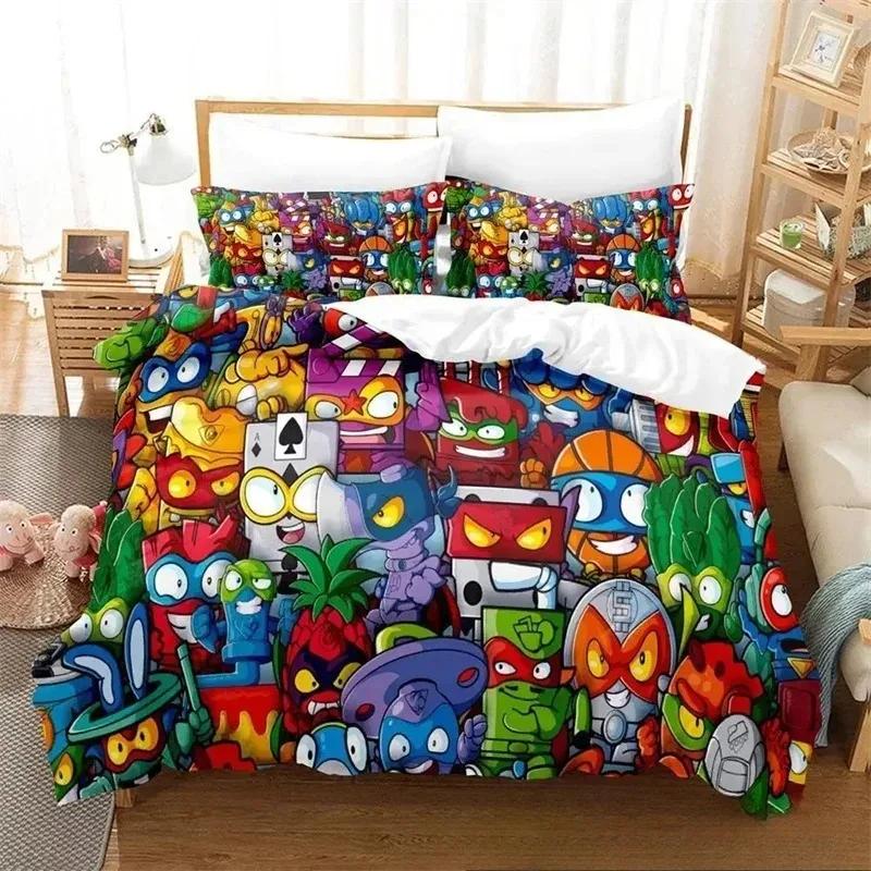 3D Nyomtatás Super Zings Ágyneműszett, Paplanhuzat Paplan Ágy Szett Paplanhuzat Párnahuzat, King Queen Twin Méret Fiúk Lányok Felnőttek