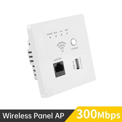 Bezdrátový WiFi zásuvka 300 Mb/s Inteligentní bezdrátový panel 220 V 2,4 GHz bezdrátový WiFi směrovač nástěnný integrovaný panel směrovače USB zásuvka RJ45