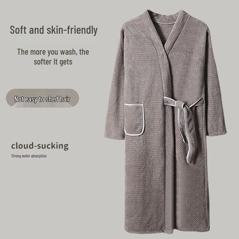 Soft Quick-Dry Long Bathrobe/Bath Skirt for Men & Women - Autumn/Winter Wear