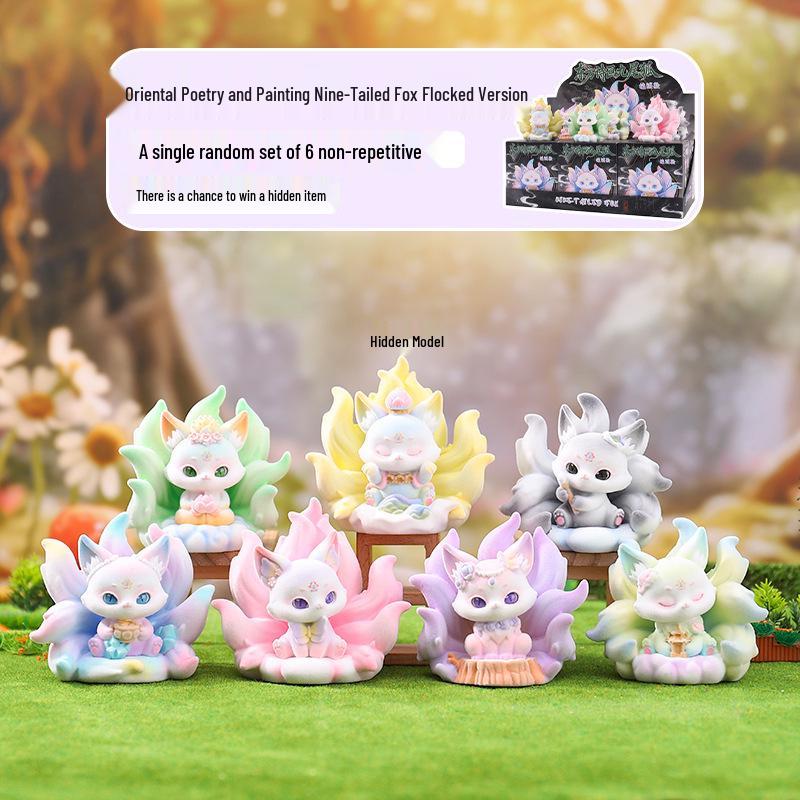 Nine-Tailed Fox Resin Blind Box: Chinese Style Desktop Ornament & Festival Gift