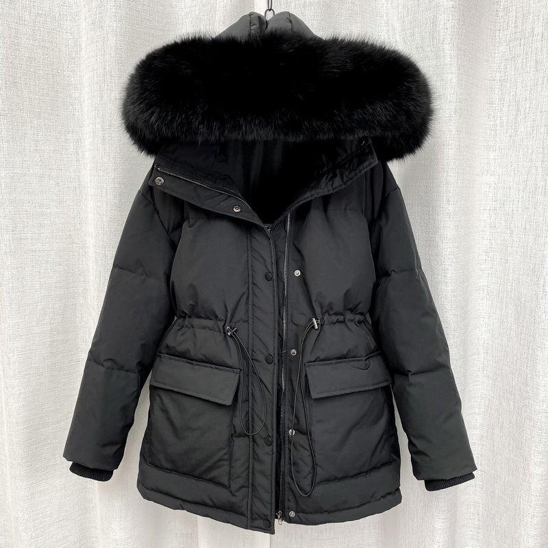 Cotton Padded Fur Parka New Big Fur Collar Down Winter Jacket Women Thick Warm Parkas Female Outerwear