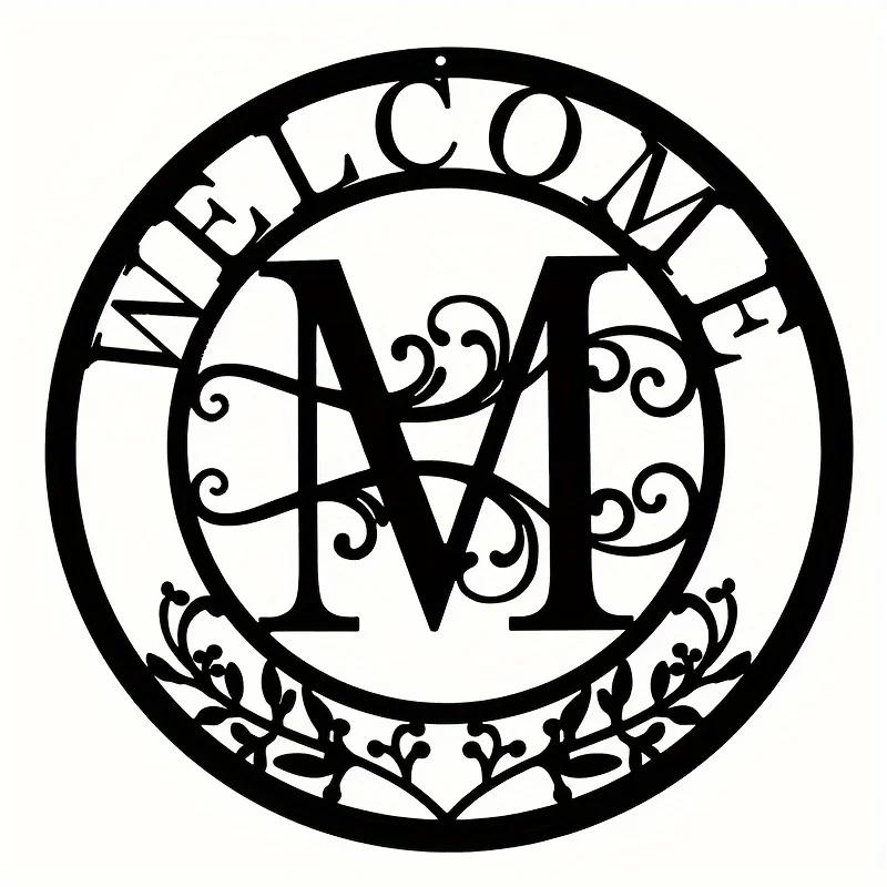 1pc Personalized Family Name Metal Sign (12in) - Letter Design Birthday Gift