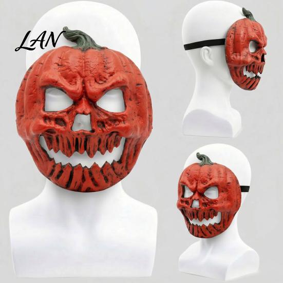 Creepy Pumpkin Skeleton Masque Scary Halloween for Adults, Horror Full Face Cosplay Skull Costume, Foam Party Prop Breathable