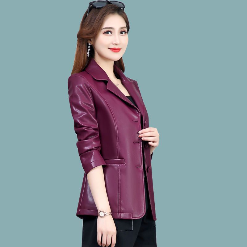 

Кожаная куртка женская флисовая утолщенная новая осенне-зимняя толстая зимняя короткая средней длины костюм для мамы топ XL [80-45kg]