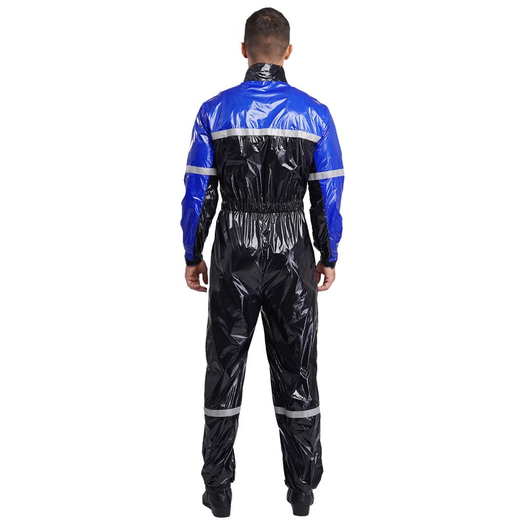 Men Stand Collar Long Sleeve Zipper Belted Jumpsuit Work Coveralls