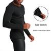 Men's Winter Quick-Dry Fleece Compression Tights & Long Sleeve Sportswear for Running & Basketball.